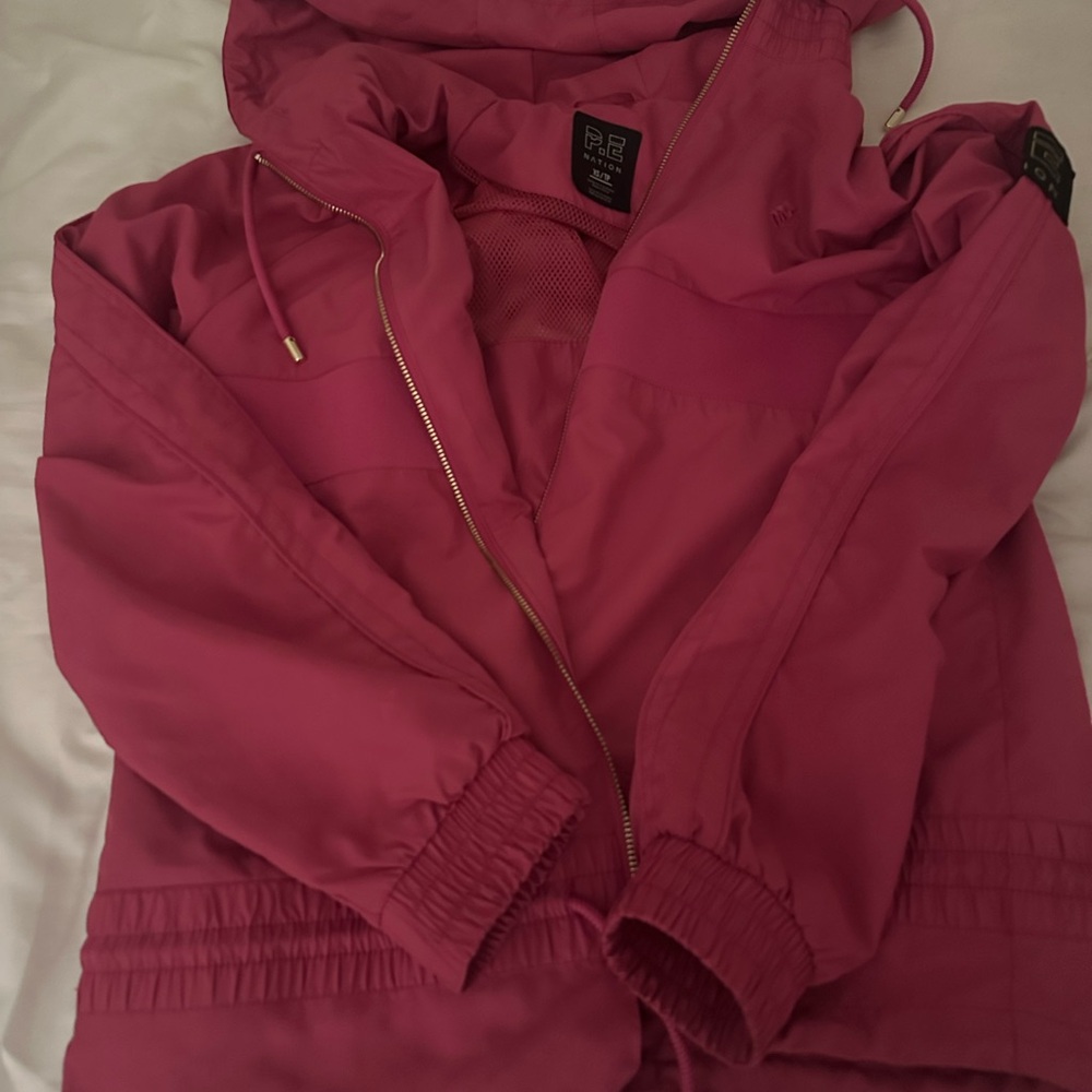 P.E Nation Pink Ski Jacket with Hood and Elastic Cuffs